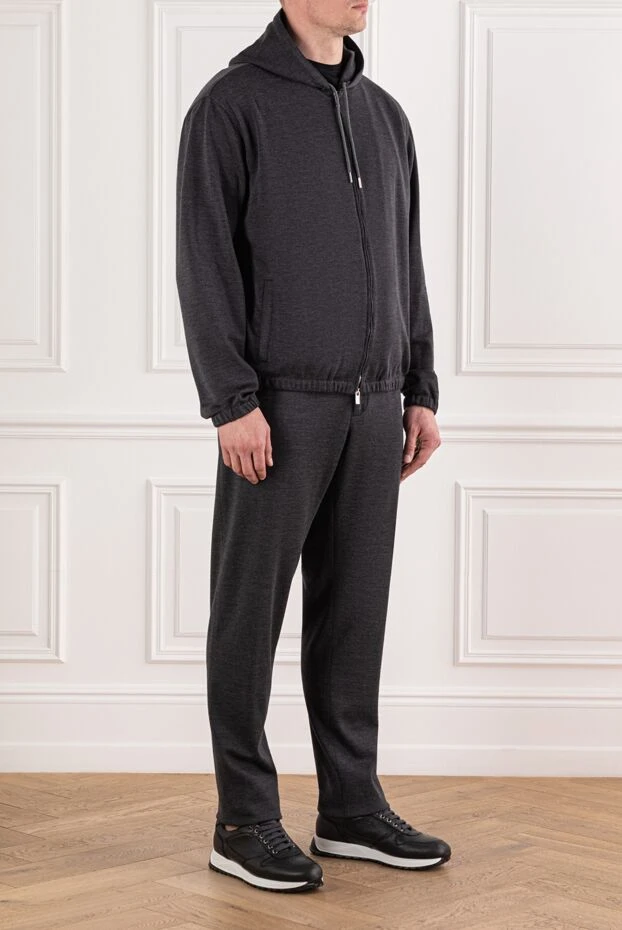 Tombolini костюм шерстяной графитовый с ровной меланжевой структурой 191466 - фото 3