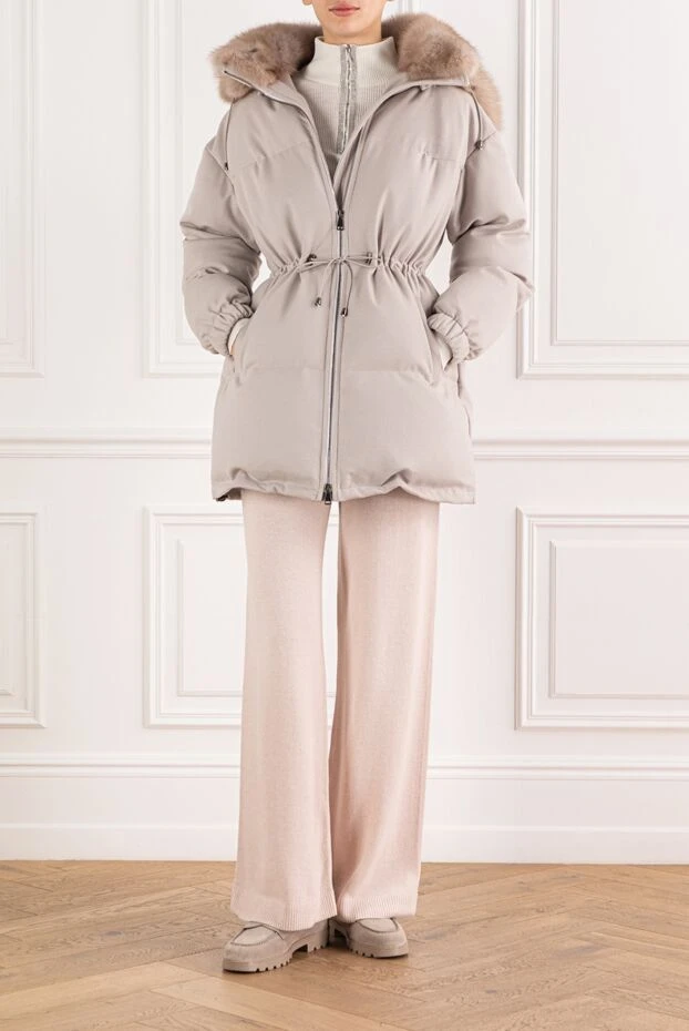 FG Furs women's beige cashmere jacket with sable lining 191560 - photo 2