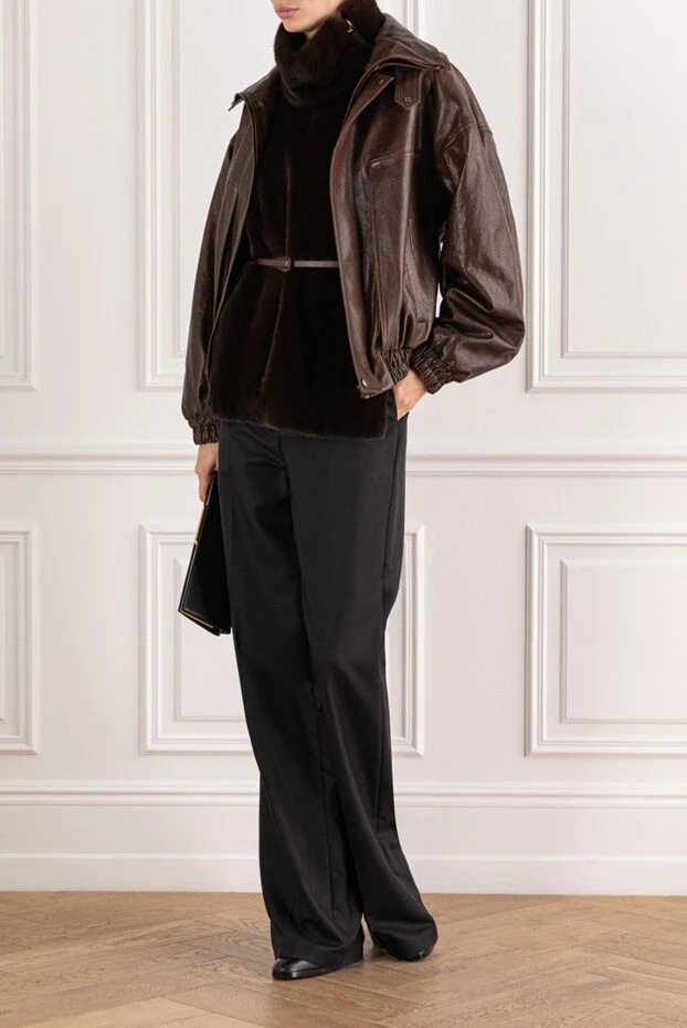 FG Furs brown smooth mink vest with a stand-up collar 191567 - photo 2