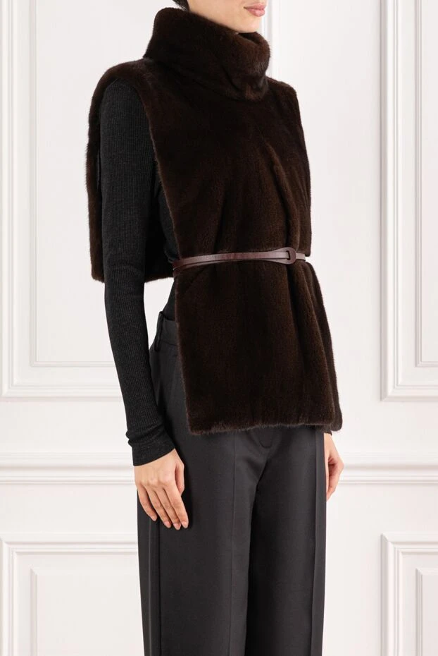 FG Furs brown smooth mink vest with a stand-up collar 191567 - photo 3