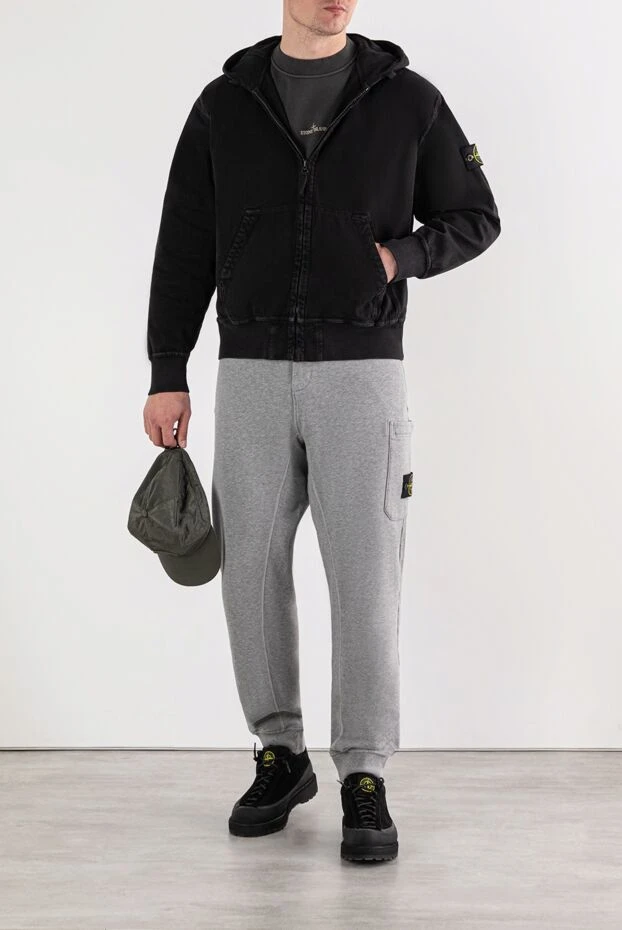 Stone Island черный худи из органического хлопка-панамы с ребристыми вставками 191569 - фото 2