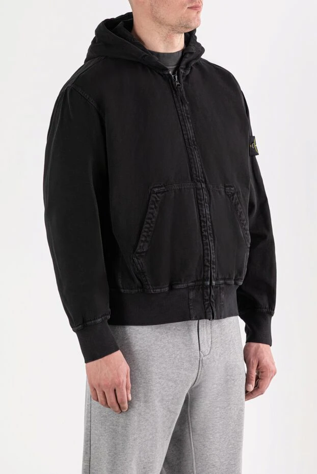 Stone Island черный худи из органического хлопка-панамы с ребристыми вставками 191569 - фото 3