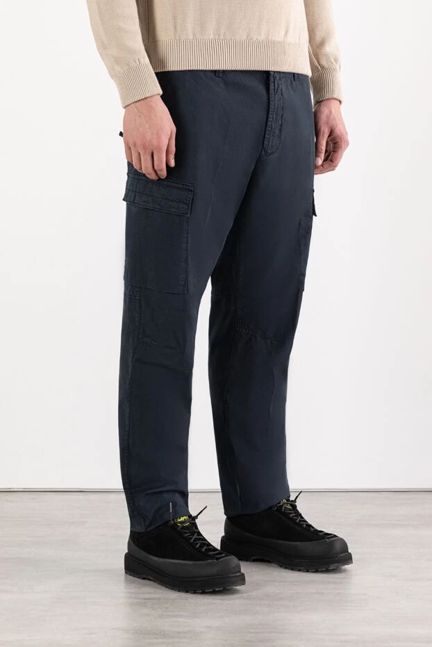 Stone Island брюки-карго обычного зауженного кроя с карманами на молнии синие 191578 - фото 3