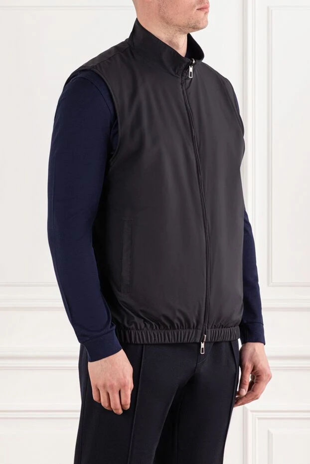 Loro Piana минималистичная черная жилетка с плотной фактурой и двойной молнией 191591 - фото 3