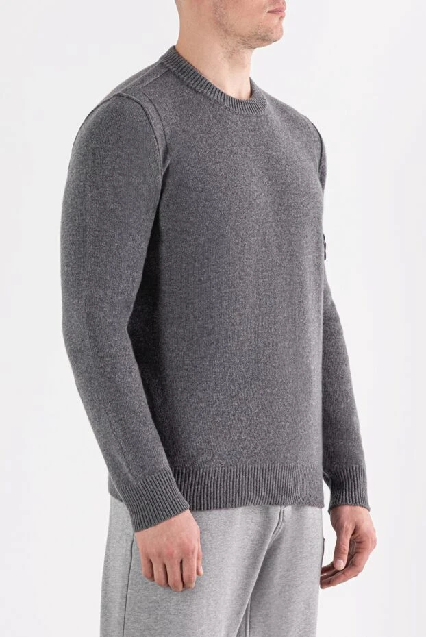 Stone Island knitted jumper in grey sheep wool with a round neckline 191616 - photo 3