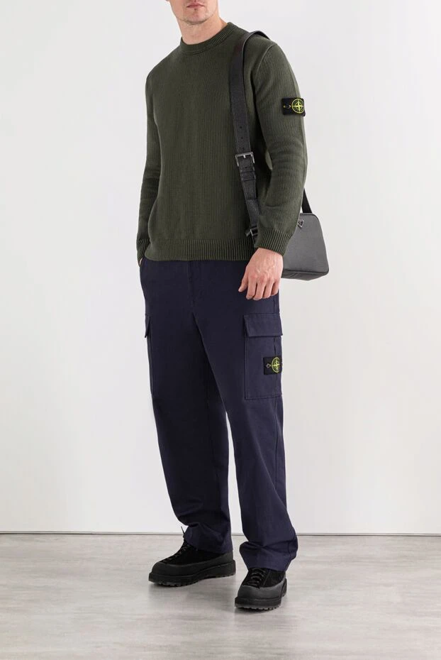Stone Island knitted jumper with a stand-up collar made of green cotton chenille yarn 191617 - photo 2