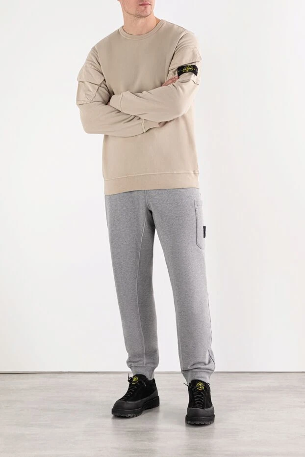 Stone Island beige cotton sweatshirt with a pocket on the sleeve 191623 - photo 2