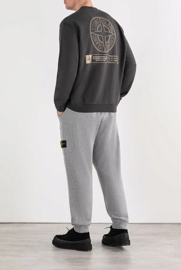 Stone Island green cotton fleece crew neck sweatshirt 191626 - photo 2