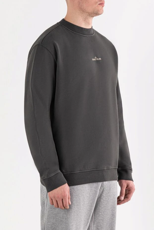 Stone Island green cotton fleece crew neck sweatshirt 191626 - photo 3