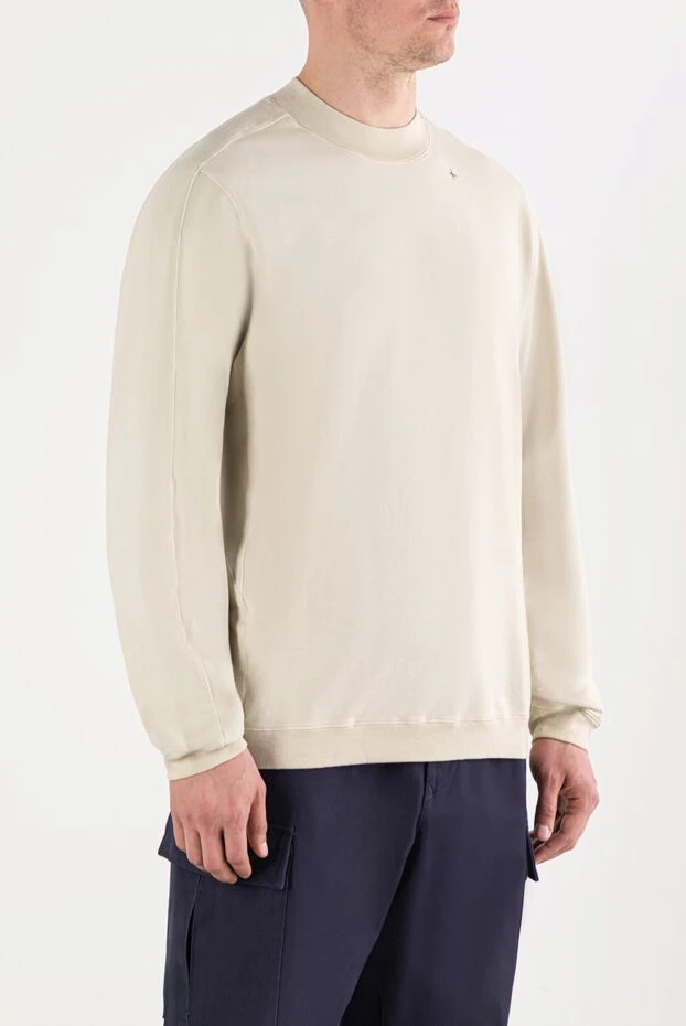 Stone Island men's white cotton sweatshirt with a logo on the sleeve 191628 - photo 3