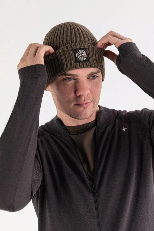 Stone Island rws geelong green wool knit hat with compass logo patch 191635 - photo 2