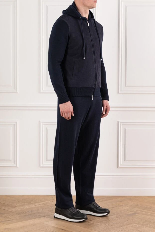 Cesare di Napoli blue knitted suit made of viscose wool and cashmere with a hood 191639 - photo 3