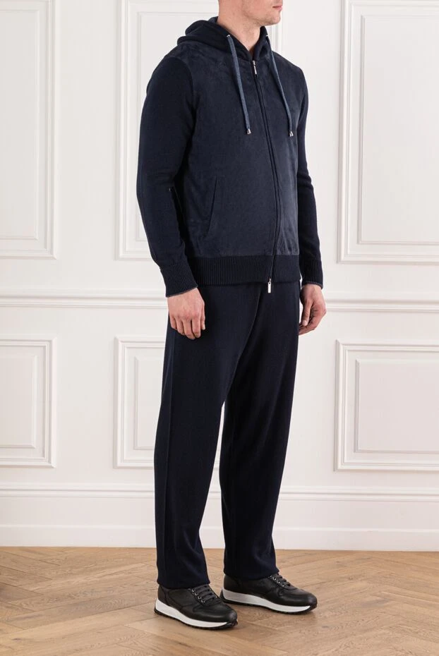 Cesare di Napoli dark blue knitted suit with a velvet front panel 191640 - photo 3