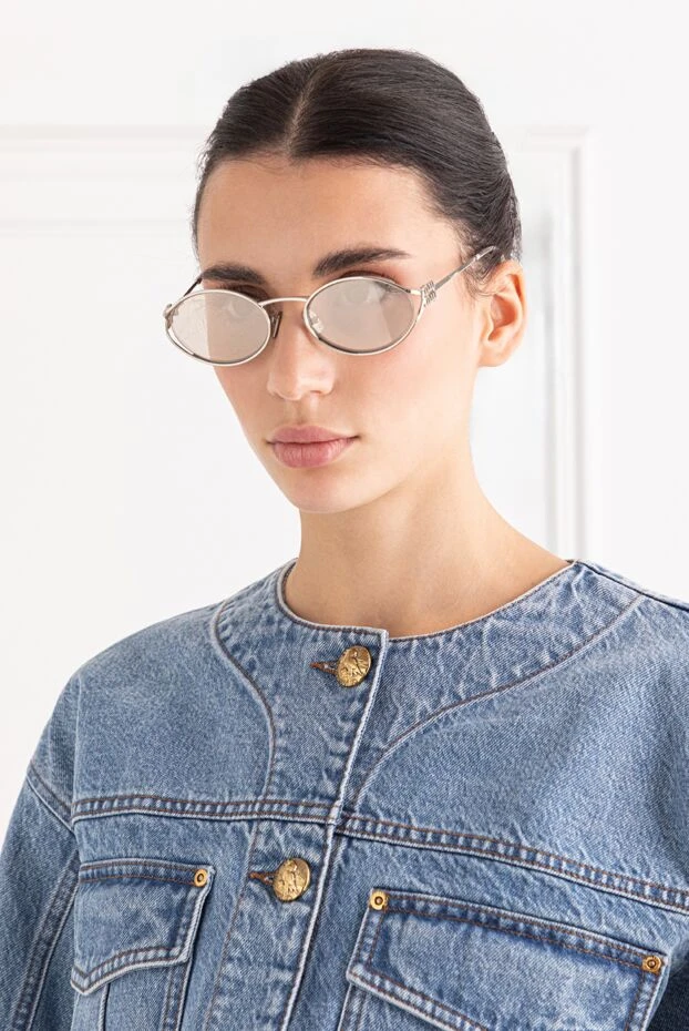 Miu Miu oval shaped sunglasses with silver metal frame 191670 - photo 2