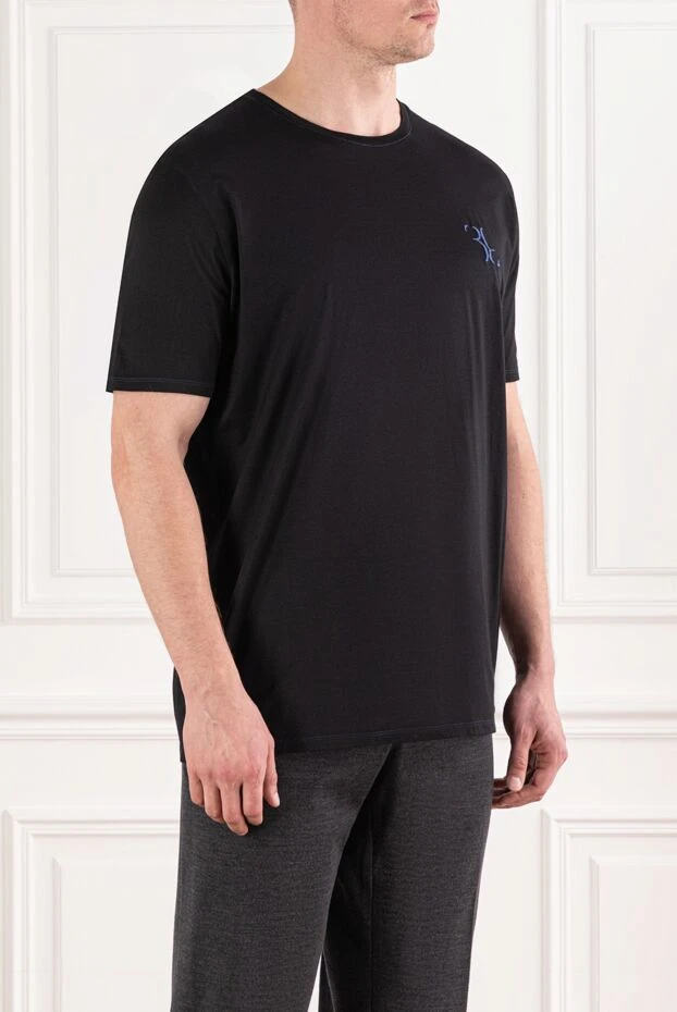 Billionaire black cotton t-shirt with contrasting blue embroidery 191685 - photo 3