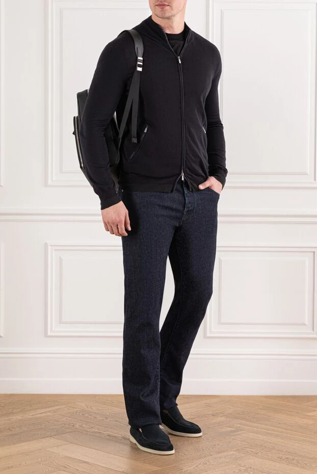 Malo чорний кардиган з м'якої бавовни з коміром стійкою 191687 - фото 2