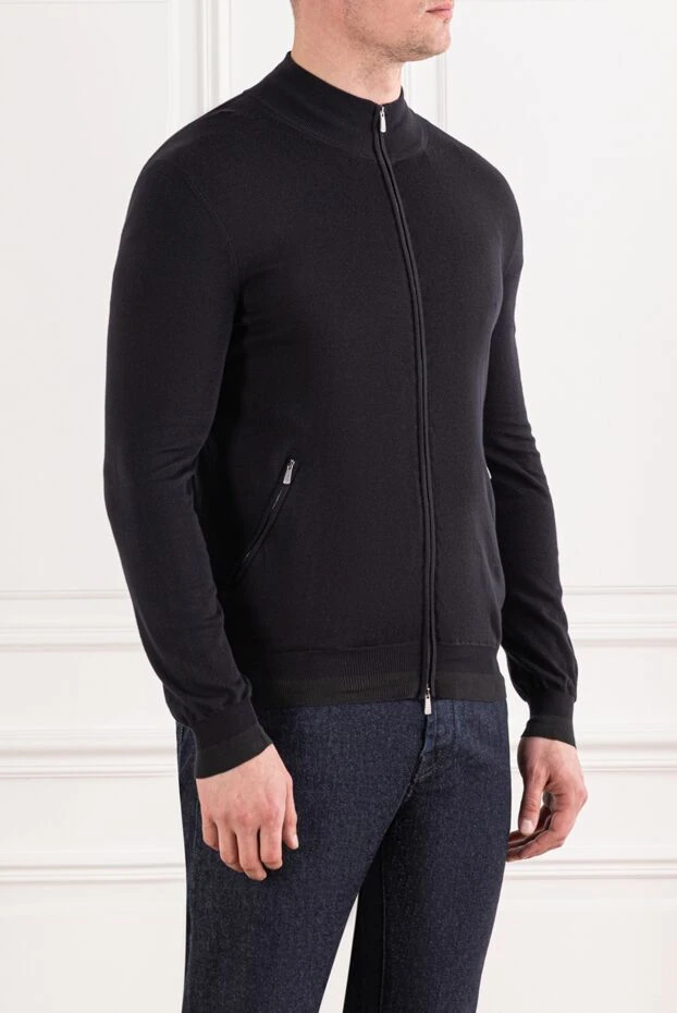 Malo чорний кардиган з м'якої бавовни з коміром стійкою 191687 - фото 3