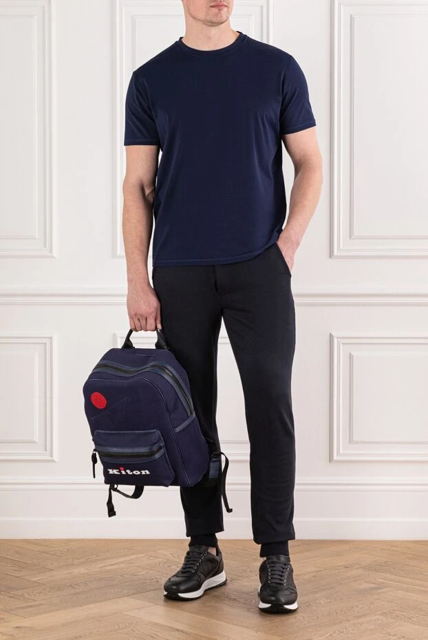 Темно синя футболка з преміальної бавовни - фото 2