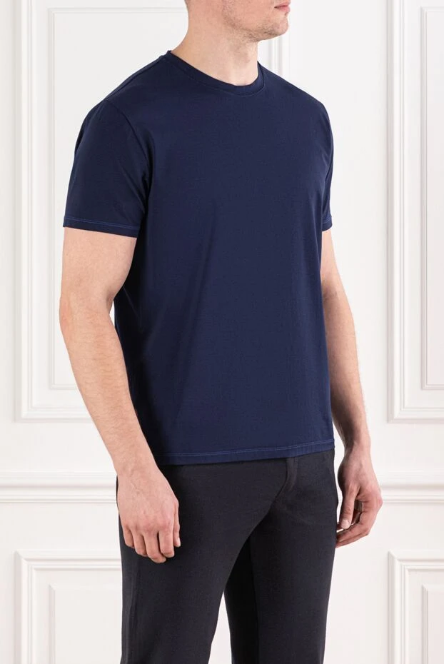Cesare di Napoli темно синя футболка з преміальної бавовни 191689 - фото 3