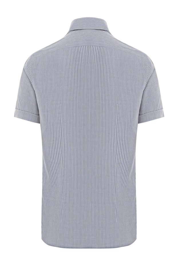 Zilli men's short-sleeved light blue shirt with vertical stripes 191697 - photo 2