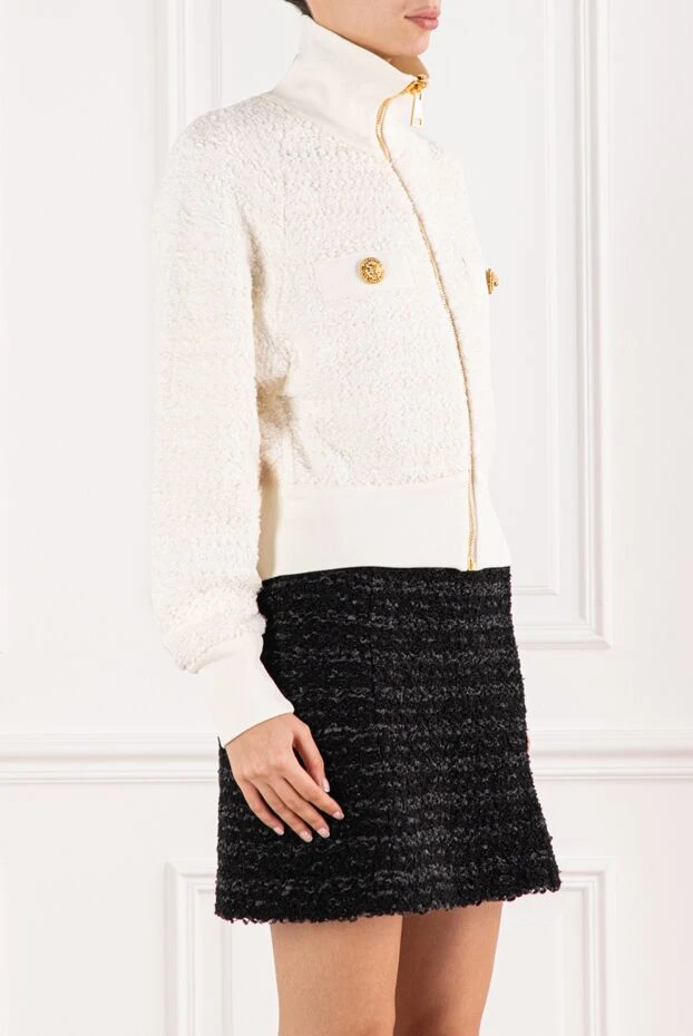 Balmain women's white tweed bomber jacket 191717 - photo 3