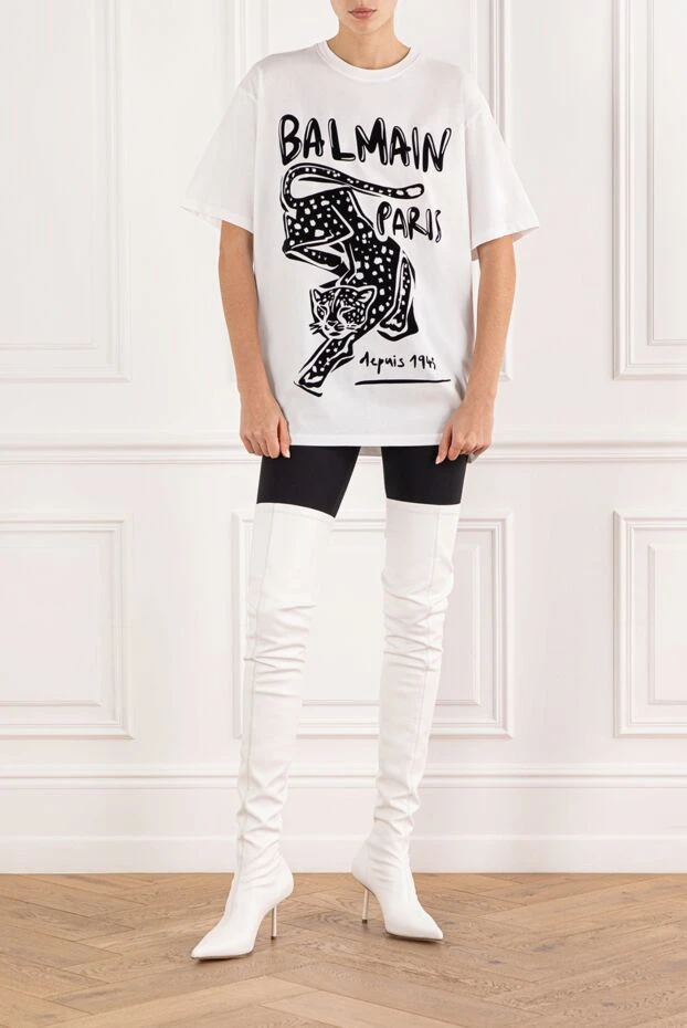 Balmain white leopard print short-sleeve t-shirt 191719 - photo 2