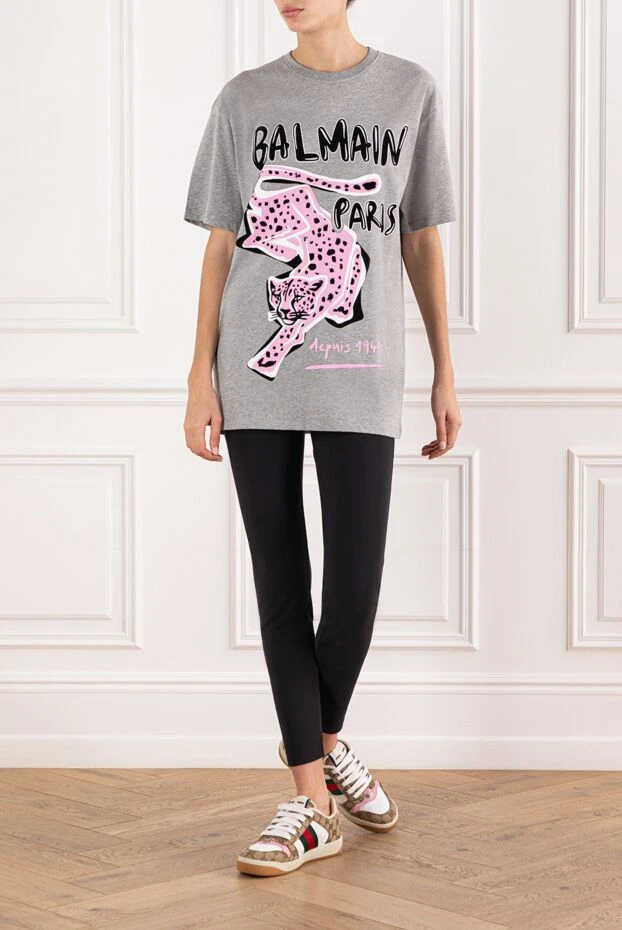Balmain gray leopard print short-sleeve t-shirt 191720 - photo 2