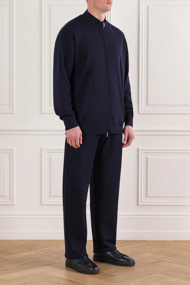 Cesare di Napoli класичний спортивний костюм із вовни з коміром стійкою синій 191727 - фото 2