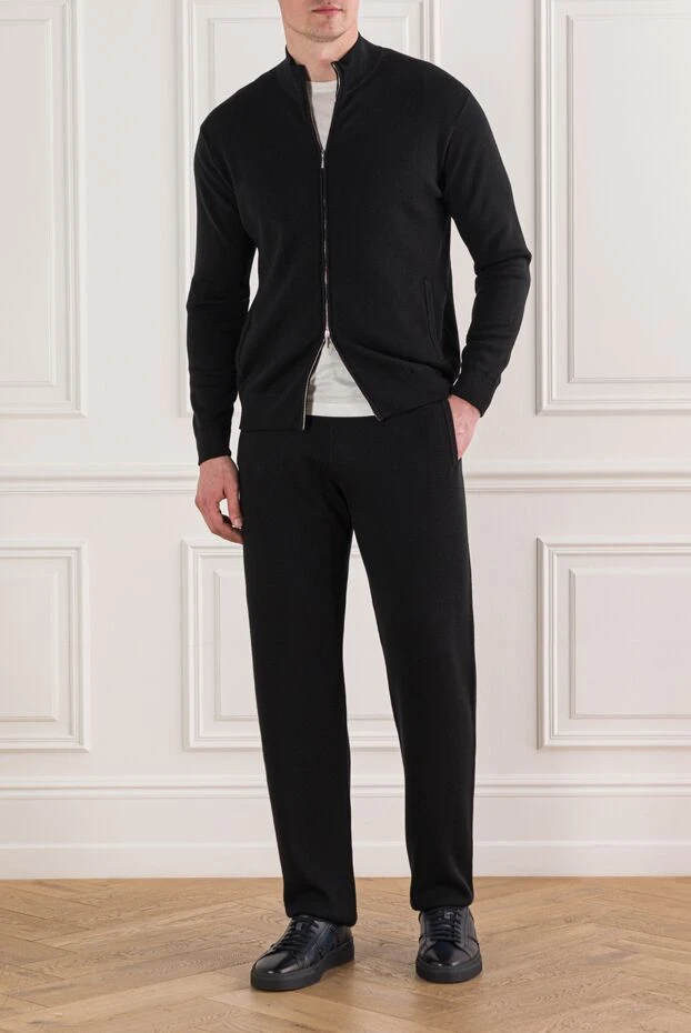 Cesare di Napoli класичний спортивний костюм із вовни з коміром стійкою чорний 191729 - фото 2