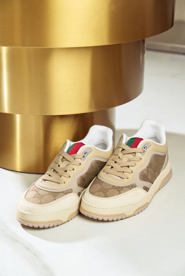 Gucci re-web men's nylon sneakers with suede trim, beige 191730 - photo 3