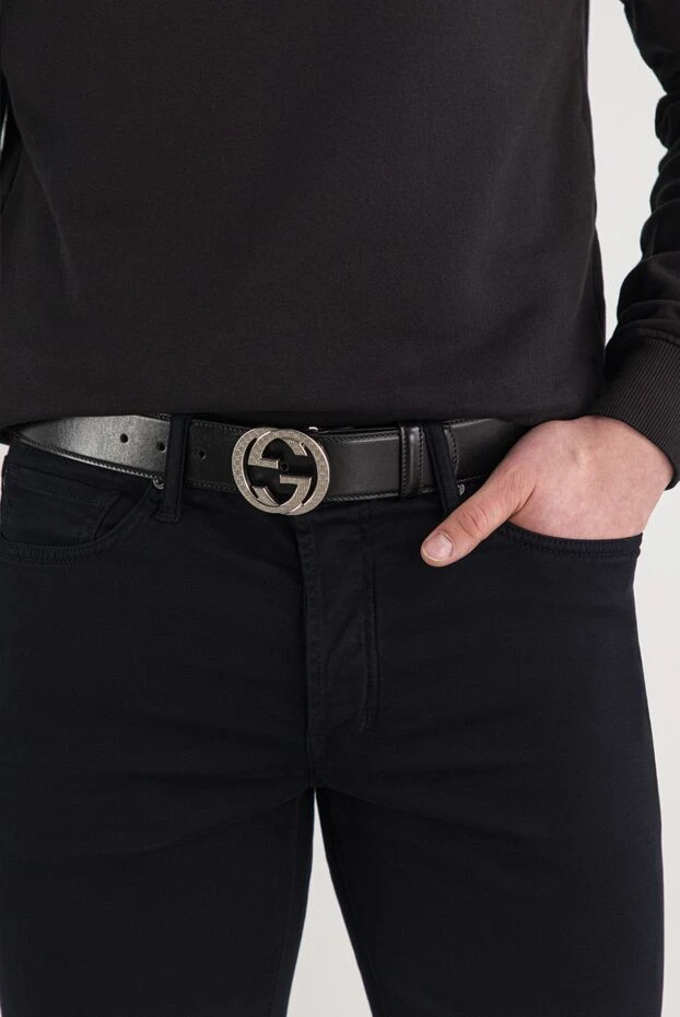 Gucci ремень из гладкой кожи с серебристой круглой пряжкой 191732 - фото 2