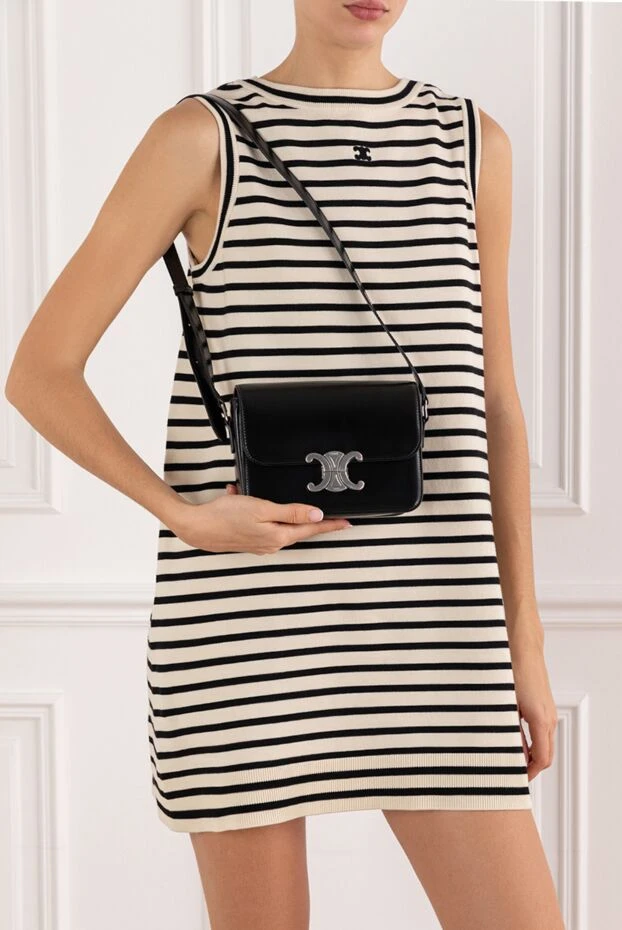 Celine triomphe youth bag in shiny black calfskin 191746 - photo 2