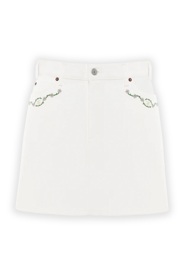 Celine white denim mini skirt with embroidery 191766 - photo 1