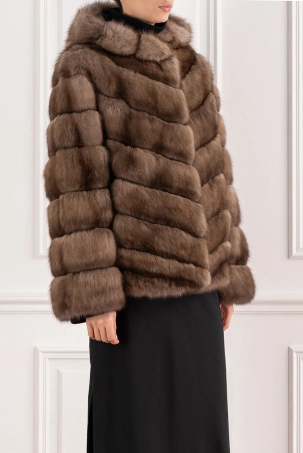 Giorgio Magnani premium sable fur coat with a hood and textured ribbing 191774 - photo 3