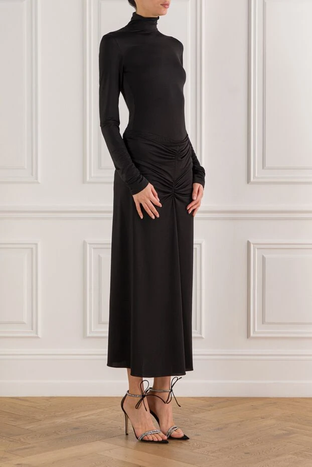The Andamane платье черное макси warwick с длинными рукавами и высоким воротом 191785 - фото 3