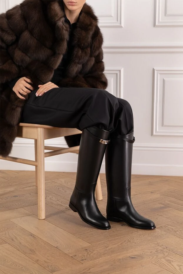 Hermes jumping calfskin boots with the iconic palladium-plated buckle 191809 - photo 2