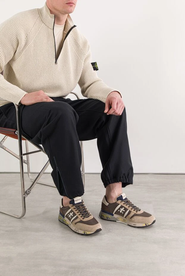 Кросівки Lander 7704 з м'якої замші та нейлону бежеві - фото 2