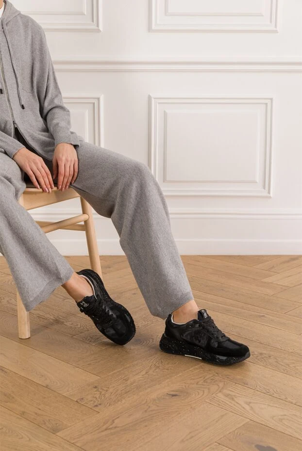 Premiata кросівки mased 7822 чорні жіночі зі шкіри та текстилю 191842 - фото 2