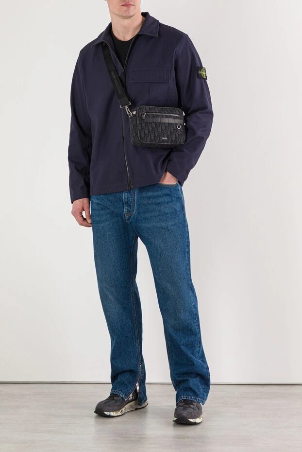 Stone Island куртка-сорочка з бавовни-панами синя з нагрудною кишенею з клапаном на кнопці 191847 - фото 2