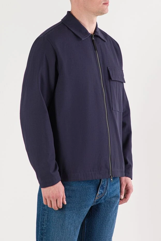 Stone Island куртка-сорочка з бавовни-панами синя з нагрудною кишенею з клапаном на кнопці 191847 - фото 3