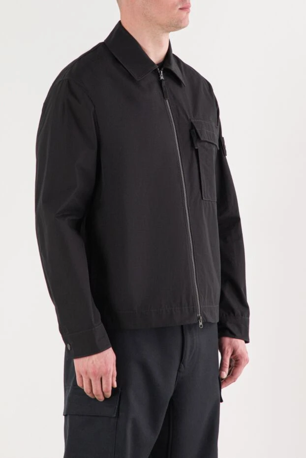 Stone Island куртка-сорочка із щільного органічного бавовняного полотна чорна 191849 - фото 3