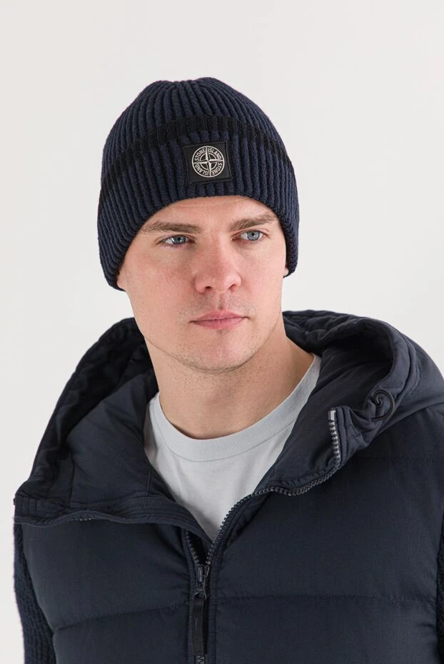 Stone Island thick knit hat in blue 191866 - photo 2