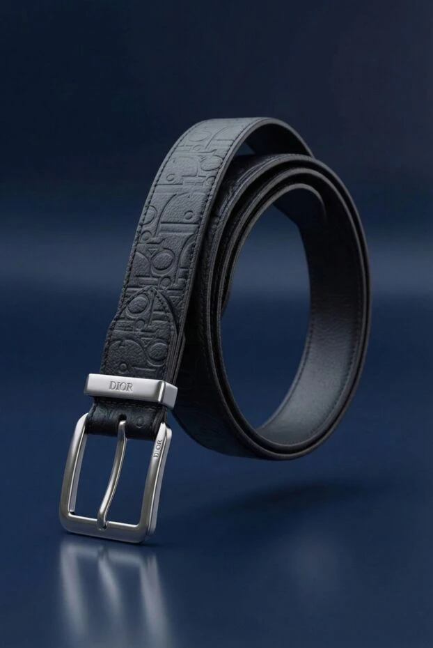 Dior ремінь із чорної зернистої шкіри з тисненням 191878 - фото 2