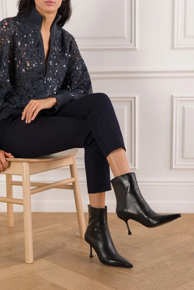 Ботильоны Cycas 80 из кожи наппа черного цвета - фото 2