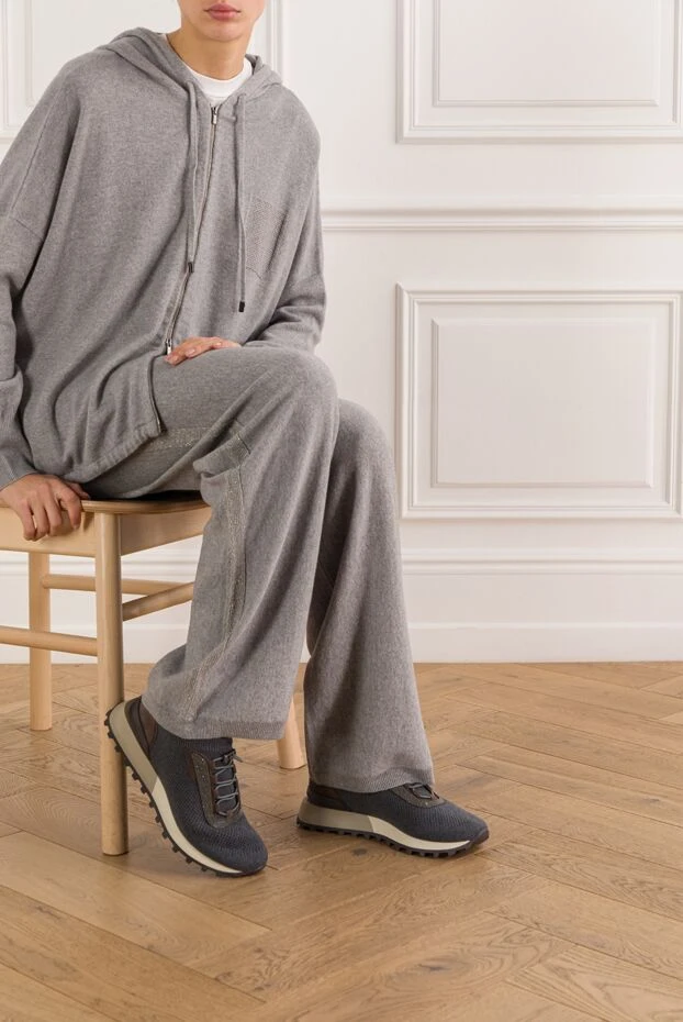 Brunello Cucinelli gray sneakers with a textured cashmere and silk upper. 191907 - photo 2