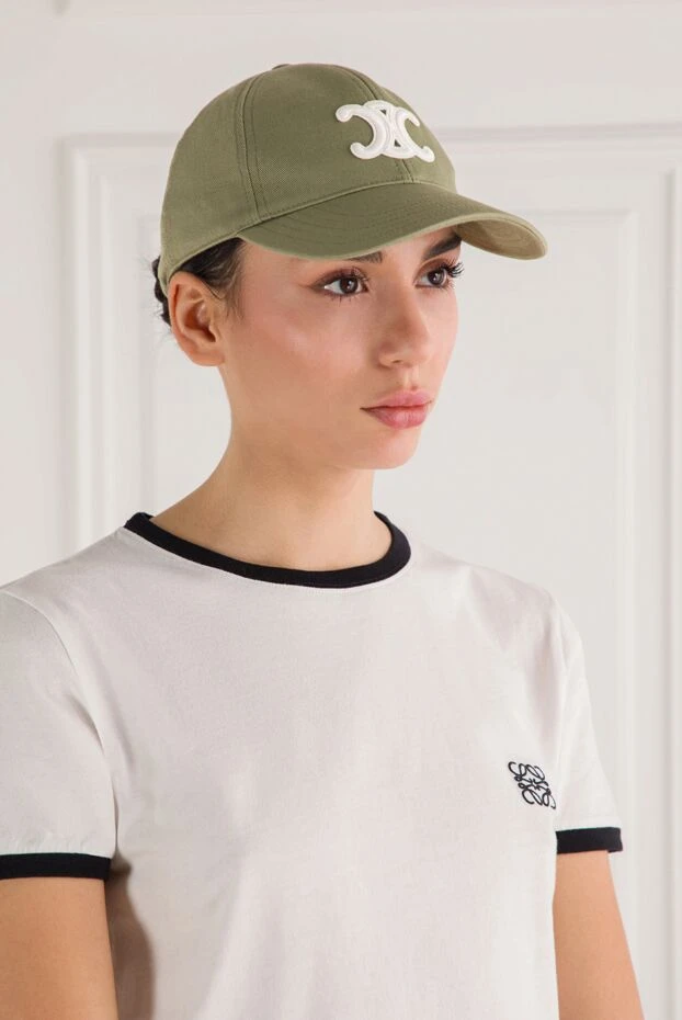 Celine triomphe cotton gabardine baseball cap, green 191961 - photo 2