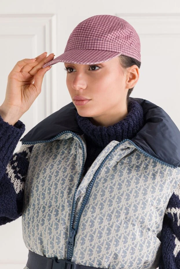 Kiton cotton cap with pink and burgundy paw print 192002 - photo 2