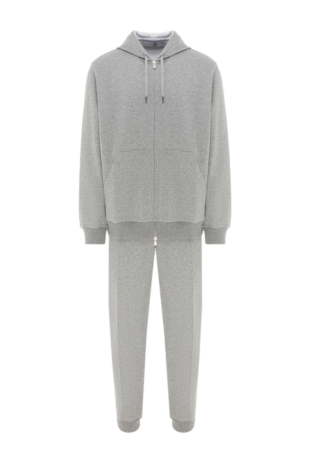 Сірий спортивний костюм з високоякісної бавовни з додаванням шовку або кашеміру - фото 1