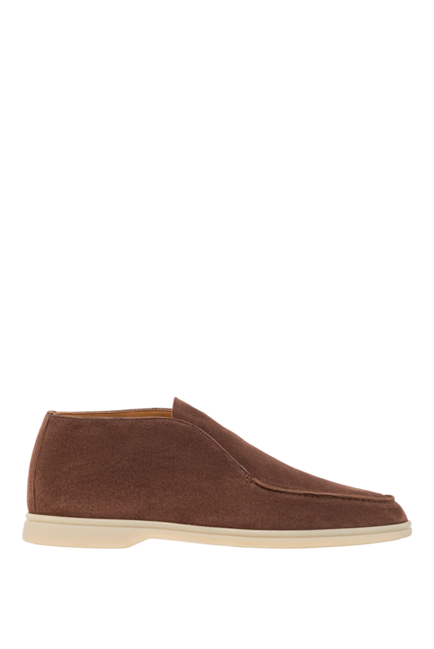 Cesare di Napoli лоферы кожаные navy с зернистой фактурой и светлой подошвой 192040 - фото 1