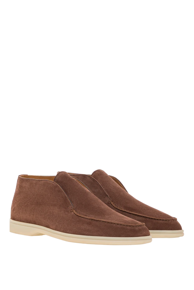 Cesare di Napoli лоферы кожаные navy с зернистой фактурой и светлой подошвой 192040 - фото 3